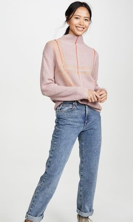 Violet Checkered Sweater by Line & Dot