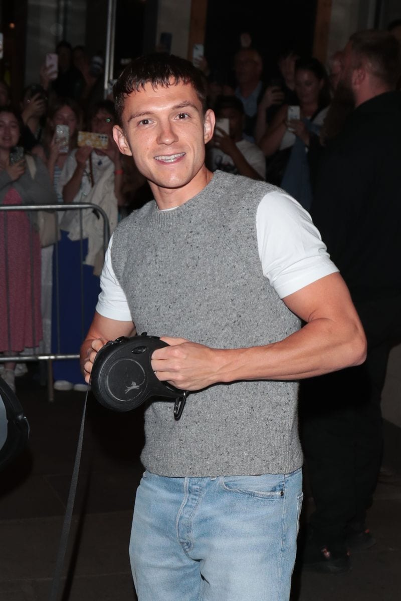 Tom Holland is seen leaving the Duke of York Theatre