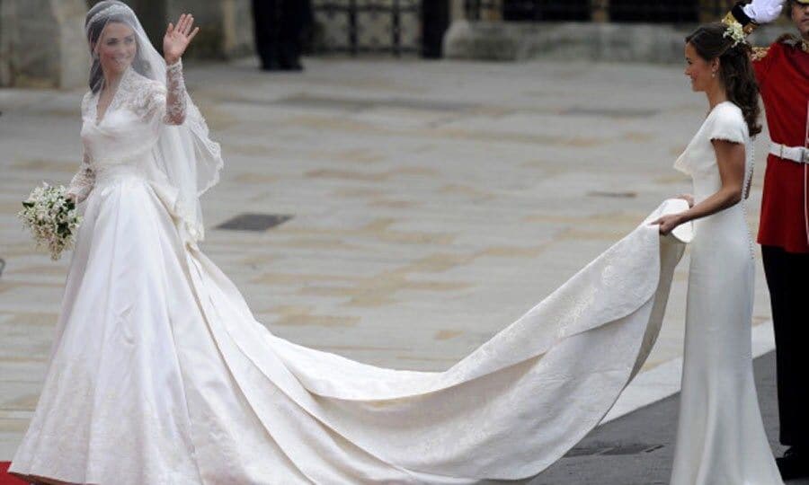 Topping the list is Kate's stunning wedding dress, designed by Sarah Burton, creative director for Alexander McQueen. The Duchess looks like a vision in this modern take on the classic wedding dress.
<br>
Photo: Getty Images