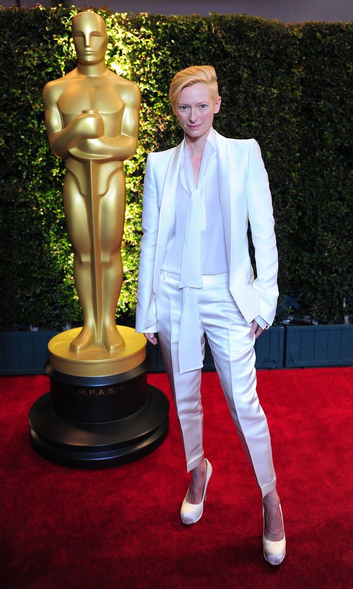 Oscar-winning actress Tilda Swinton pose