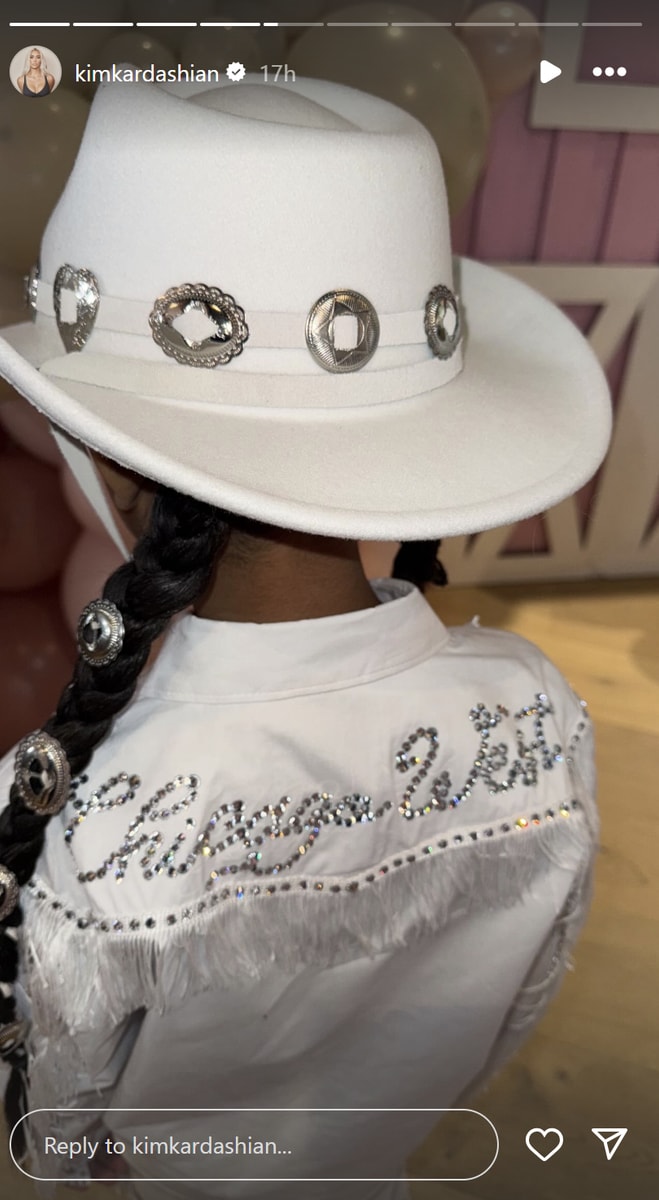 Kim Kardashian shared a look at Chicago's cowgirl outfit