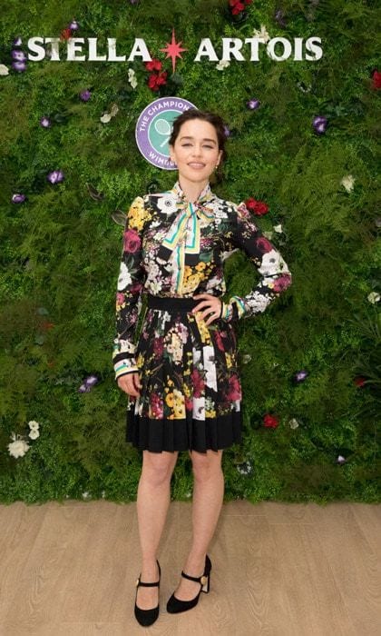 Emilia Clarke wore Dolce & Gabbana to the Wimbledon finals, the same day <i>Game of Thrones</i> returned.
Photo: Getty Images