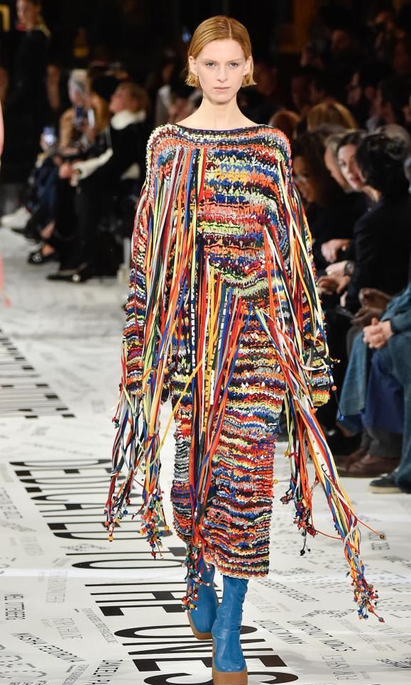 Stella McCartney created eye-catching multicolored knitted dresses