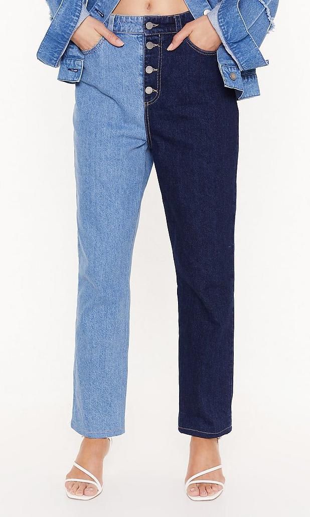 You're Not a Tone Straight-Leg Two-Tone Jeans by Nasty Gal