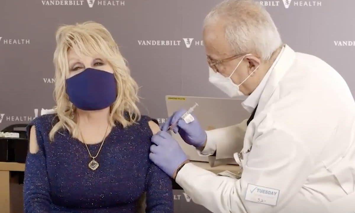 Dolly Parton receives COVID 19 vaccine.