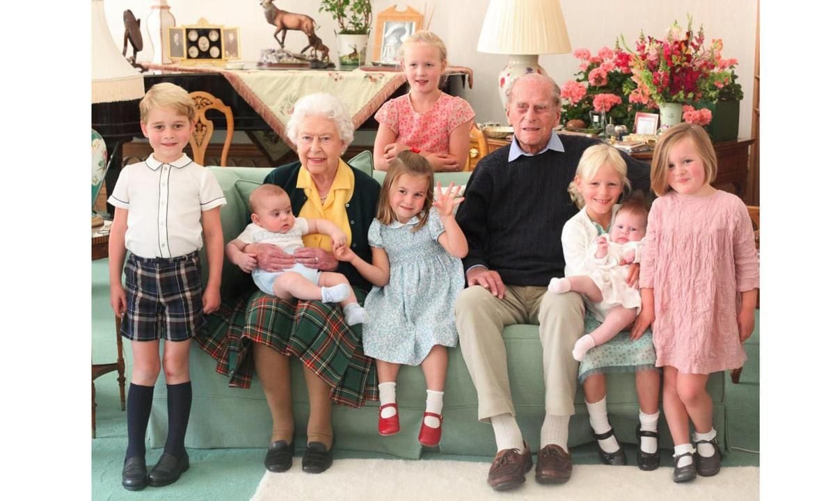 Her Majesty was surrounded by seven of her great grandchildren in a photo taken at Balmoral back in 2018