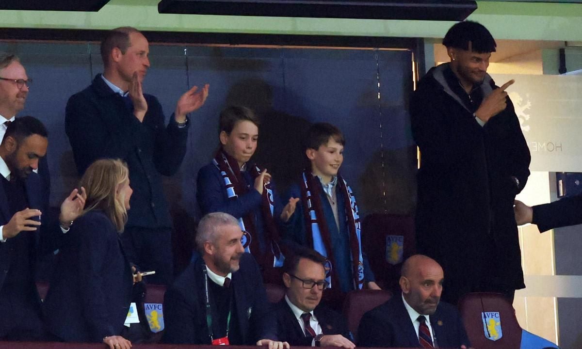 The heir to the throne took his eldest son Prince George, who is currently on Easter break, to the soccer match on April 11.