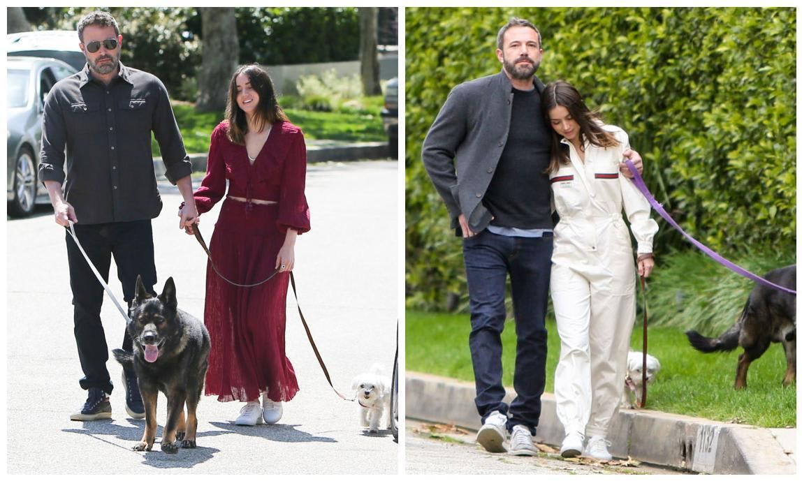 Ana de Armas and Ben Affleck stroll around Los Angeles while walking their dogs