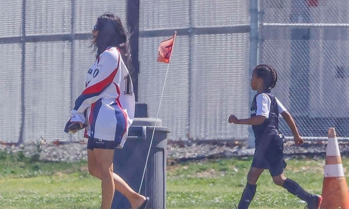 Kim Kardashian at Saint's soccer game