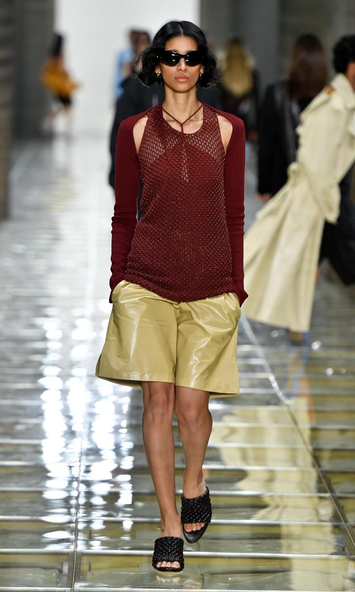 Leather Bermuda shorts from the Bottega Veneta summer 2020 collection