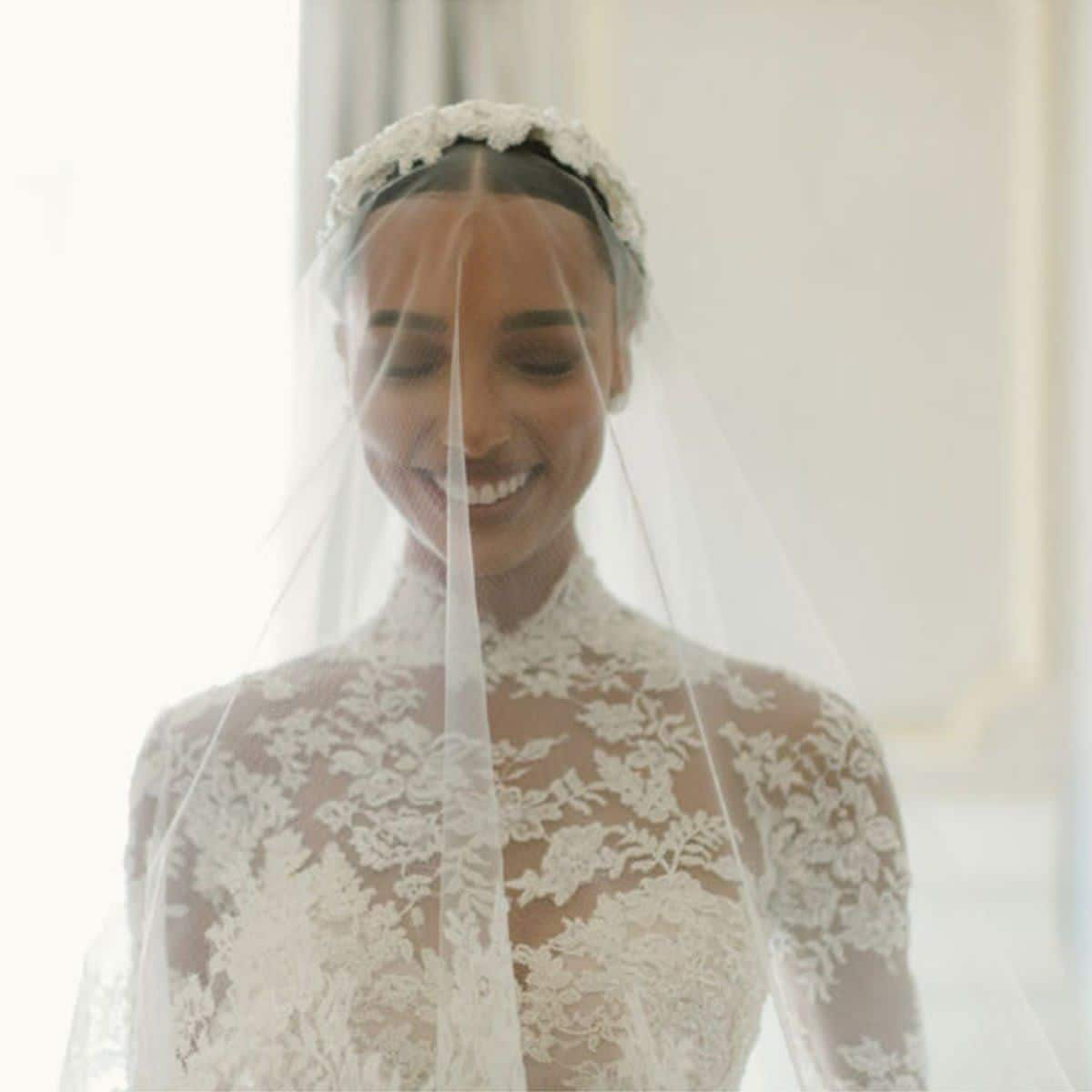 Jasmine Tookes marries Juan David Barrero wearing a dress inspired by Grace Kelly