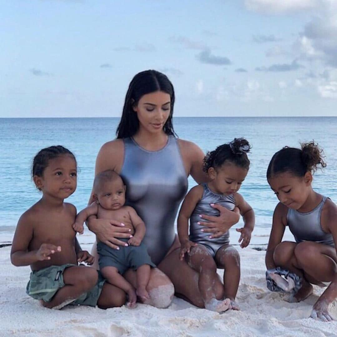 Kim Kardashian and her four children