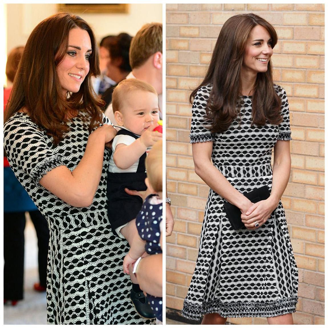 Kate Middleton in a knitted dress by Tory Burch in 2014 and 2015