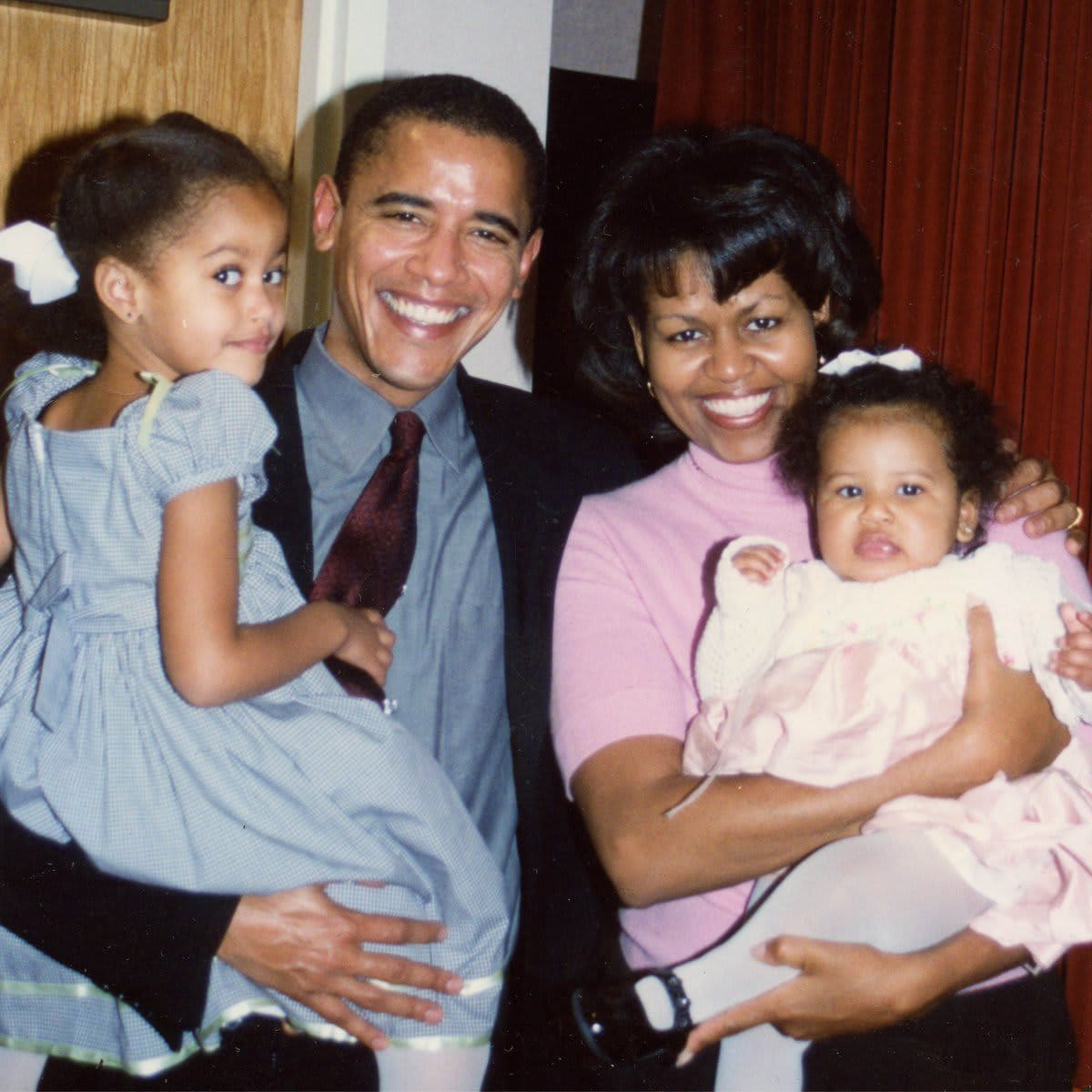 Barack and Michelle Obama with daughters Sasha and Malia.