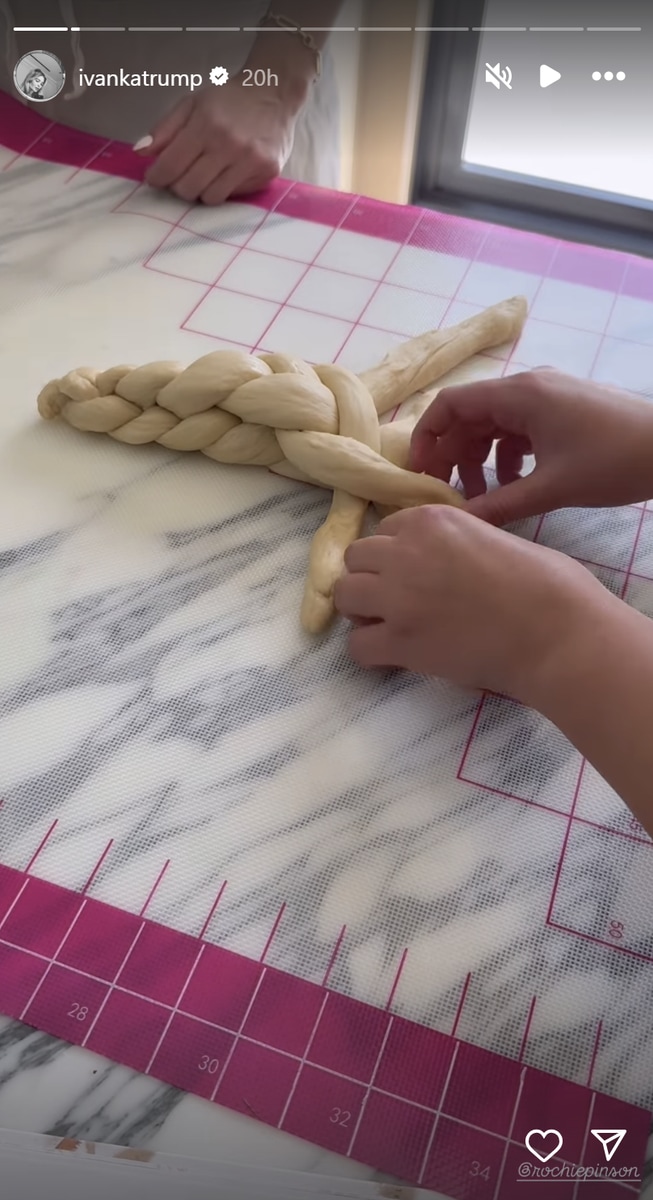 Ivanka recorded a video of her daughter braiding the bread