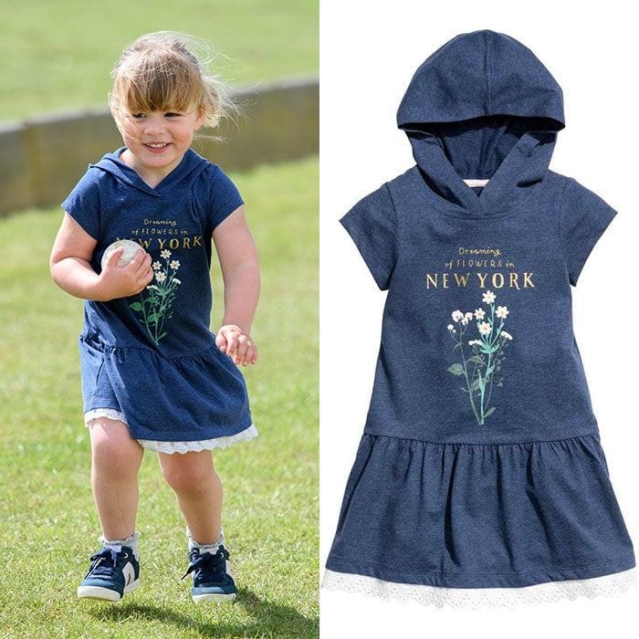 Mia Tindall is one of the cutest members of the royal family and maybe even the most budget-friendly! Queen Elizabeth's great-granddaughter accompanied her parents Mike and Zara Tindall to the Gloucester Polo Festival in June 2017 wearing this adorable $12.99 <b>H&M</B> dress.
Photos: Getty Images, hm.com