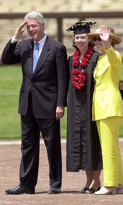 Happy family! The trio were all smiles as they attended Chelsea's graduation ceremony from Stanford University in California.
Photo: Getty Images