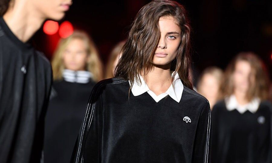 Victoria's Secret model Taylor Hill walked the catwalk at the Alexander Wang show.
Photo: ANGELA WEISS/AFP/Getty Images