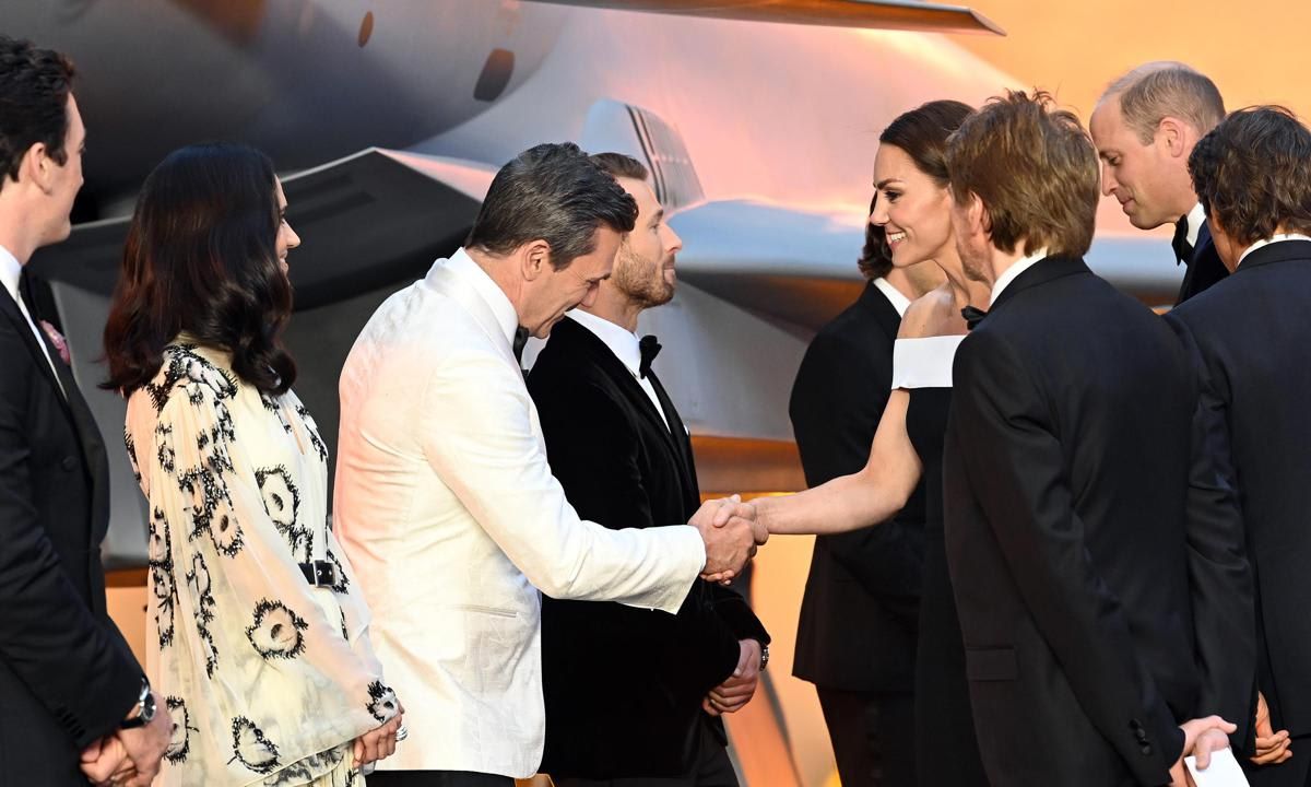 William and Kate met with stars from the film. Jon Hamm was pictured shaking hands with the Duchess.
