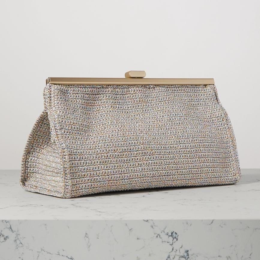 Maxi clutch made of woven Lurex by Mizele