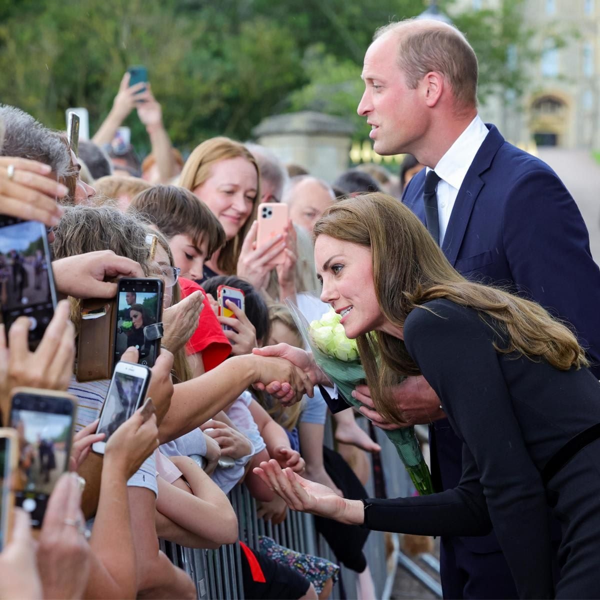 The Prince and Princess of Wales spoke with members of the public in Windsor.