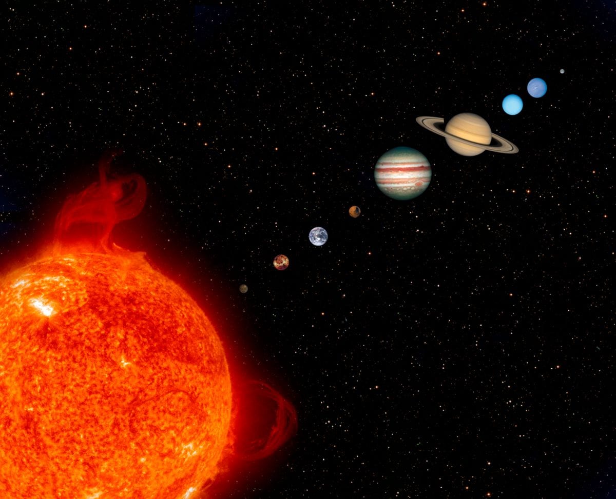 The Solar System - Mercury, Venus, Earth, Mars, Jupiter, Saturn, Uranus, Neptune & Pluto.