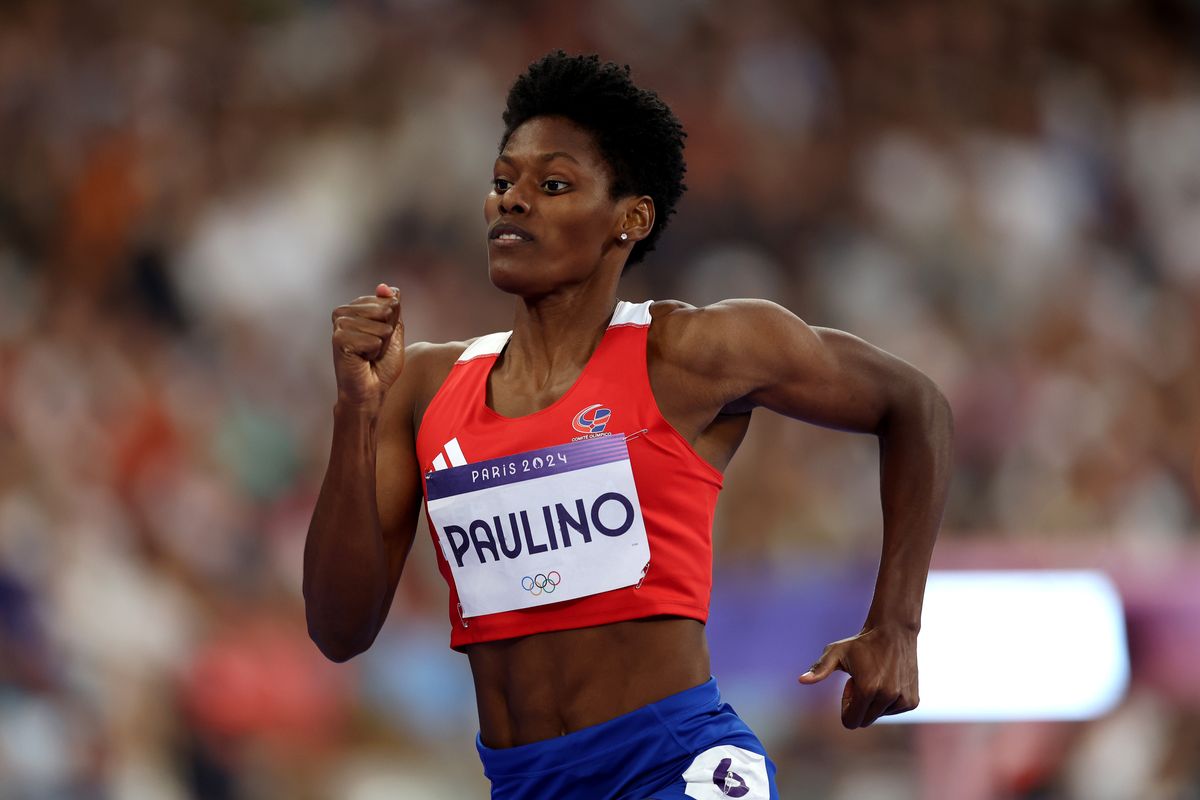 PARIS, FRANCE - AUGUST 07: Marileidy Paulino of Team Dominican Republic competes in the Women's 400m Semi-Final on day twelve of the Olympic Games Paris 2024 at Stade de France on August 07, 2024 in Paris, France. (Photo by Christian Petersen/Getty Images)