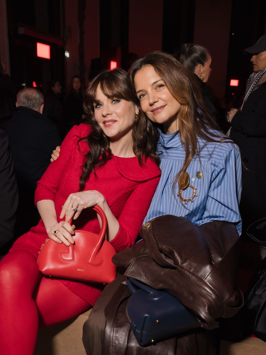 Zooey Deschanel and Katie Holmes attends the Patou Menswear Fall-Winter 2025/2026 show as part of Paris Fashion Week 