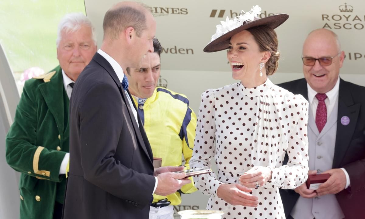 Kate shared a laugh with her husband during the trophy ceremony.