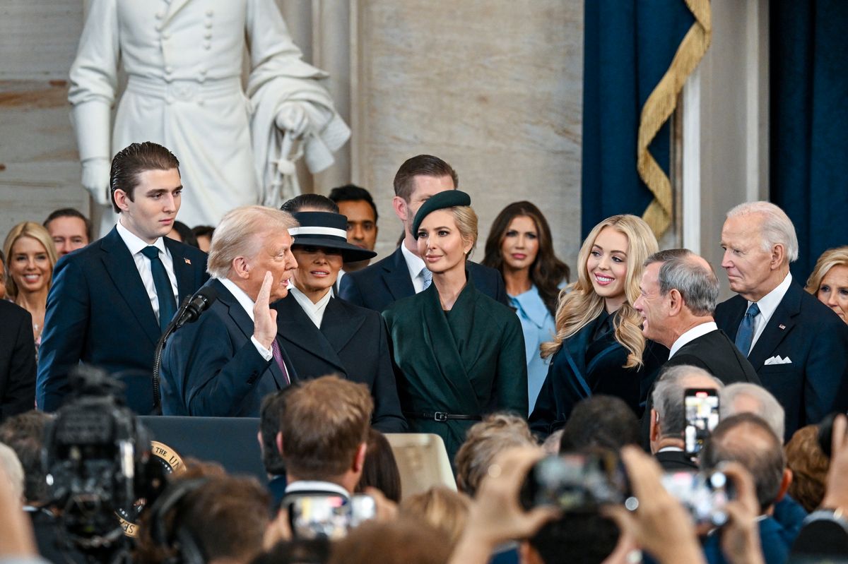 Donald Trump is sworn in by Supreme Court Chief Justice John Roberts at his inauguration