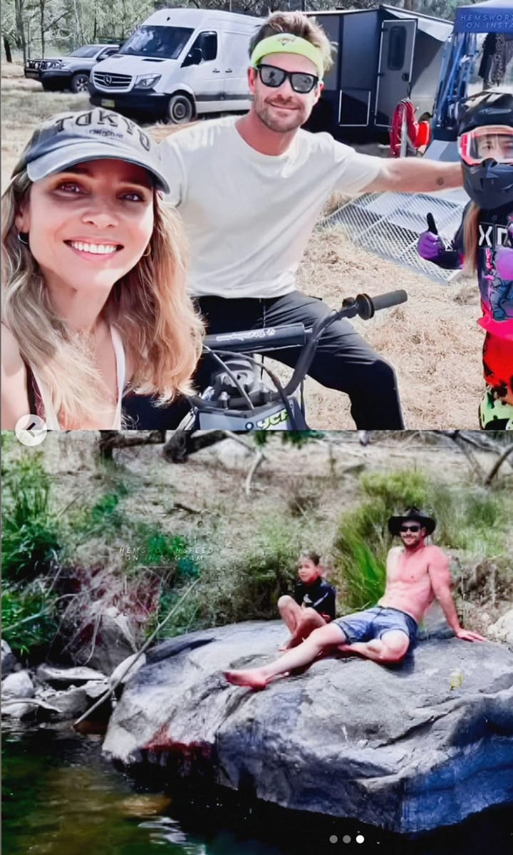 Elsa Pataky y Chris Hemsworth en vacaciones de camping.