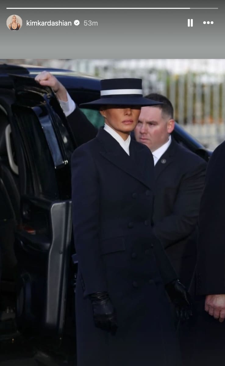 Kim Kardashian praises Melania Trump's outfit during Donald Trump's inauguration 