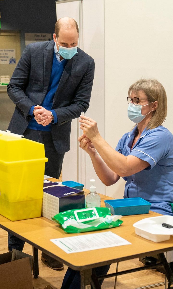 Prince William shared an update on his grandfather while visiting a coronavirus vaccination center