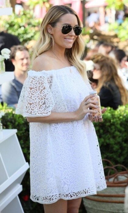 February 4: Lauren Conrad (and her growing baby bump) sat front row in style during the Rebecca Minkkoff "See Now, Buy Now" fashion show in L.A.
Photo: JB Lacroix/WireImage