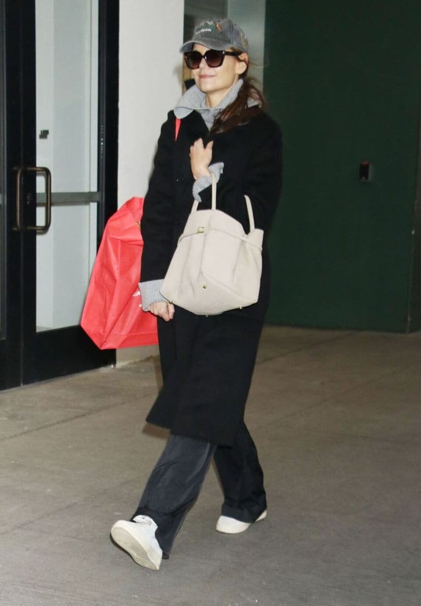 Katie Holmes was caught on her way to the theater where she is performing the play 'Our Town' on Broadway.