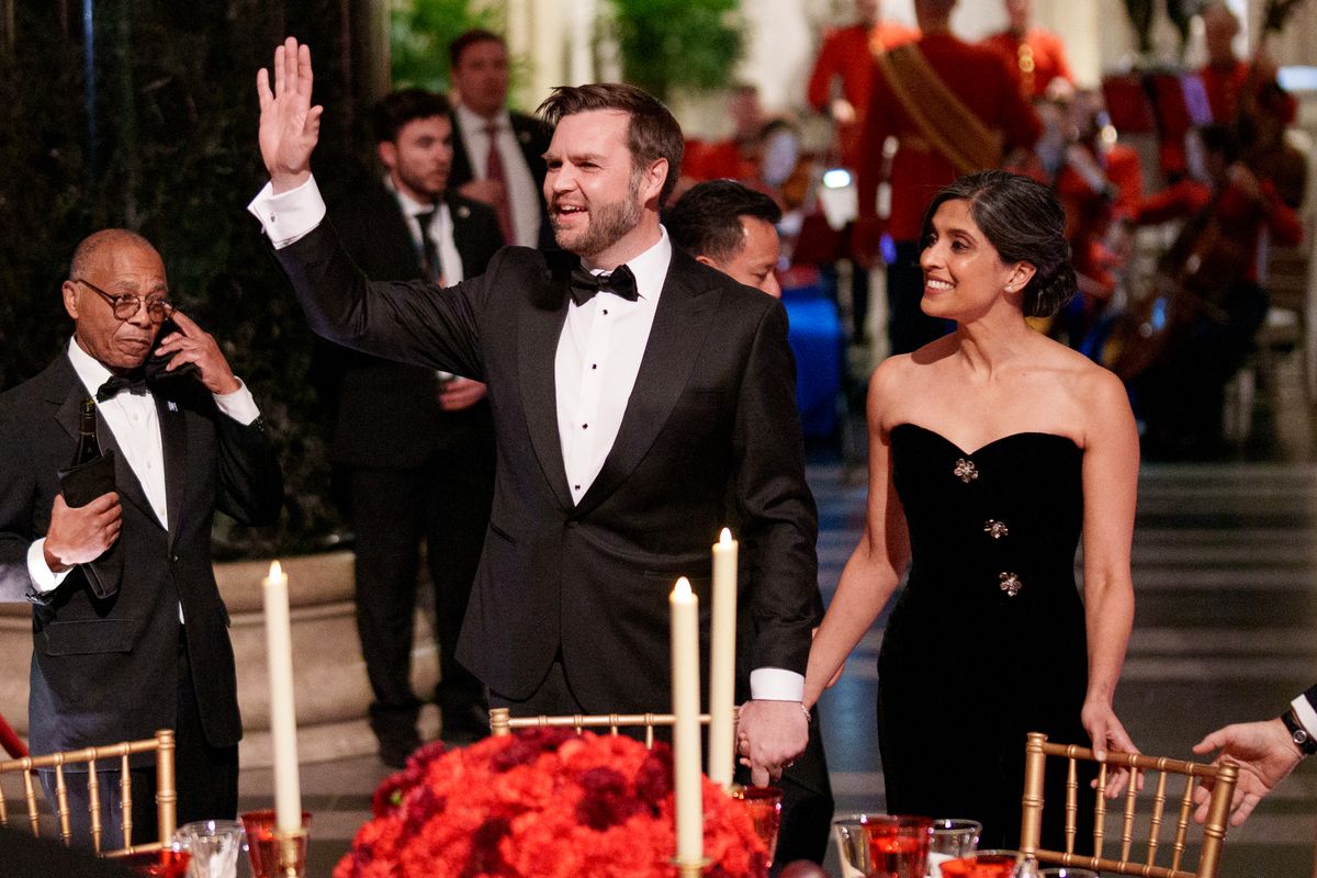 WASHINGTON, DC - JANUARY 18: U.S. Vice President-elect JD Vance and his wife Usha Vance attend the Vice Presidential Dinner at the National Gallery of Art on January 18, 2025 in Washington, DC. The Trump-Vance Inauguration Committee organized the fundraising dinner at the National Gallery of Art to be held two days before former President Donald Trump's second inauguration. (Photo by Eric Thayer/Getty Images)on January 18, 2025 in Washington, DC. (Photo by Eric Thayer/Getty Images)