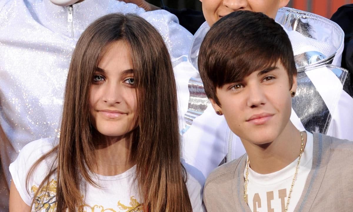 Justin Bieber was photographed here with Michael Jackson's daughter, the actor/singer Paris Jackson at the Michael Jackson Hand and Footprint ceremony at Grauman's Chinese Theatre in Los Angeles.