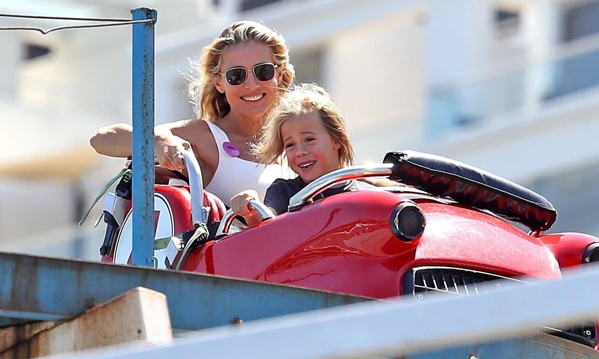 Elsa Pataky enjoys a day with her kids at Luna Park in Sydney, Australia