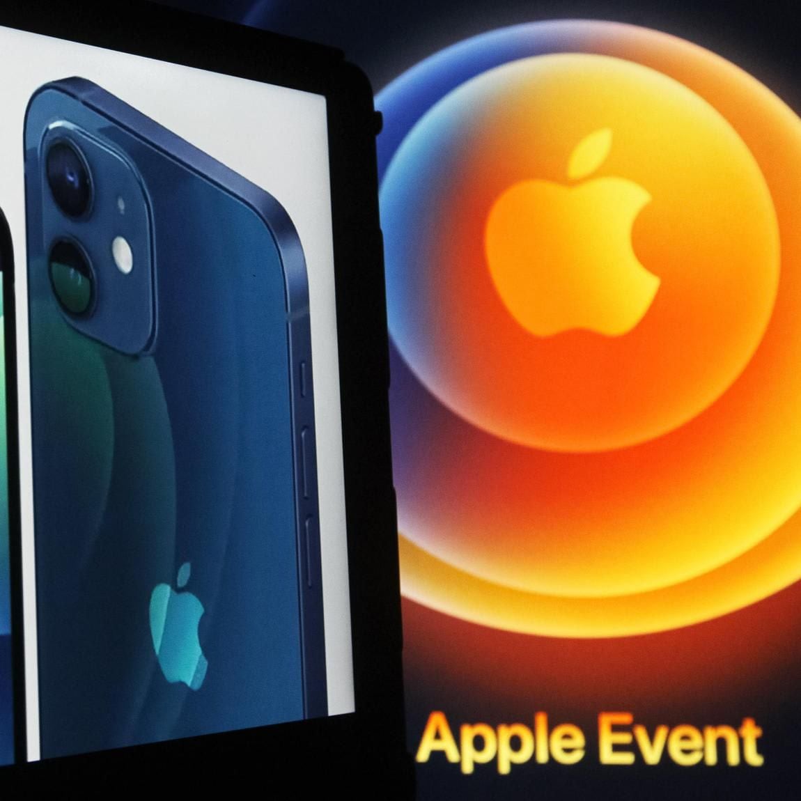 In this photo illustration a screenshot from Apple's launch