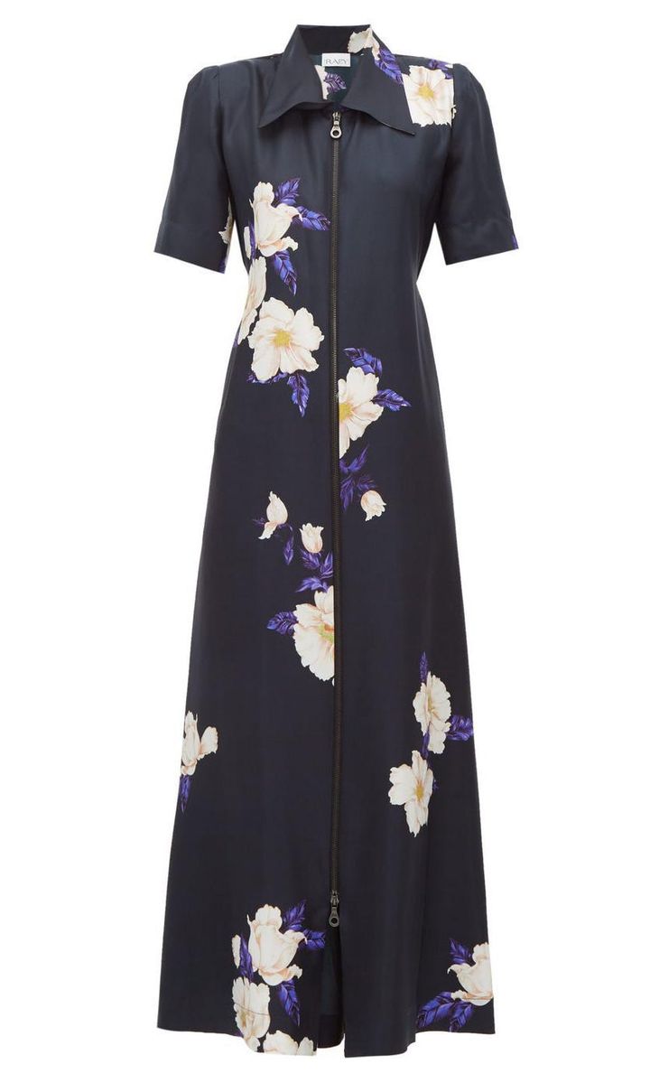 Zip front floral print silk dress by Raey