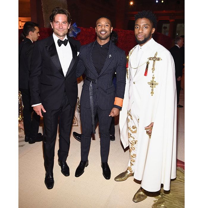 Hollywood heartthrobs Bradley Cooper, Michael B. Jordan, and Chadwick Boseman were a very stylish (and handsome!) trio as they mingled at the Gala.
Photo: Dimitrios Kambouris/MG18/Getty Images for The Met Museum/Vogue