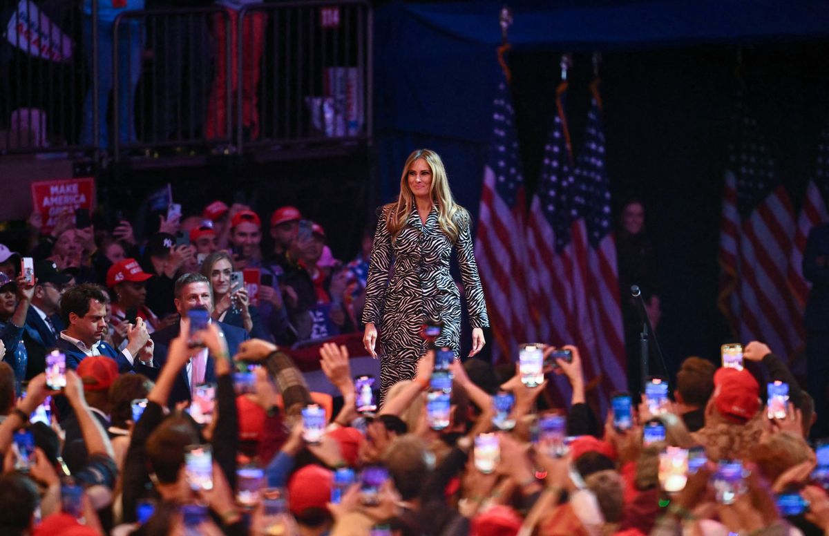 Former US First Lady Melania Trump arrives to speak at a rally for former US President and Republican presidential candidate Donald Trump at Madison Square Garden in New York, October 27, 2024. (Photo by ANGELA WEISS / AFP) (Photo by ANGELA WEISS/AFP via Getty Images)