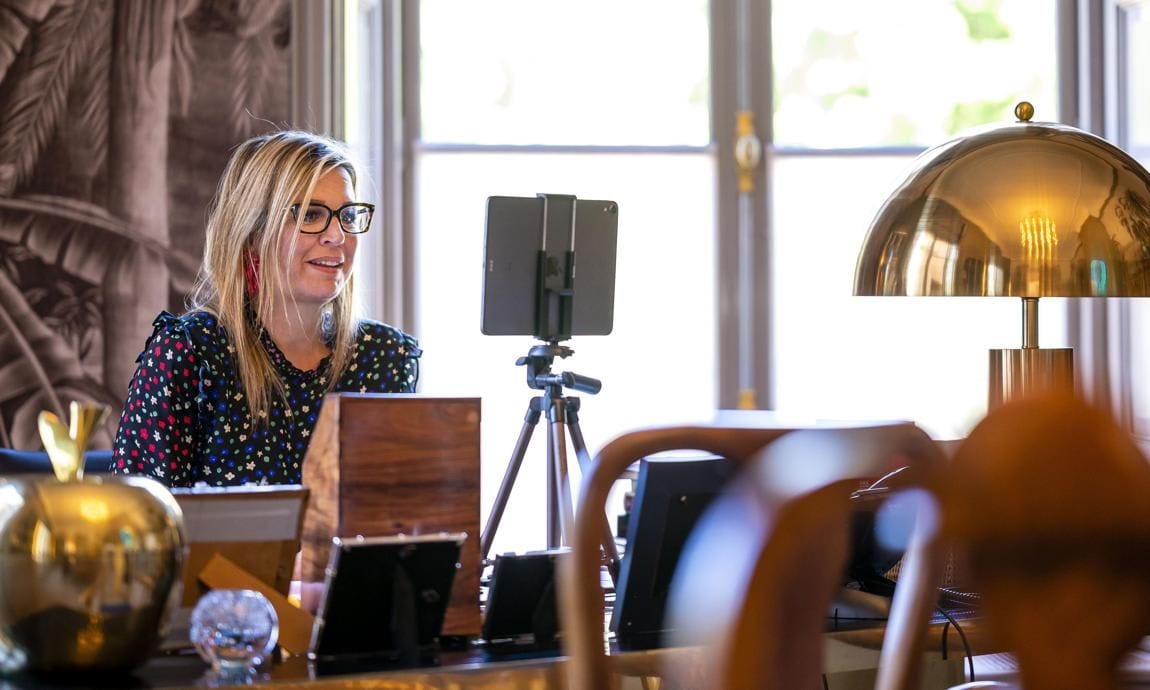 Queen Maxima was pictured working from Huis ten Bosch Palace amid the COVID 19 pandemic