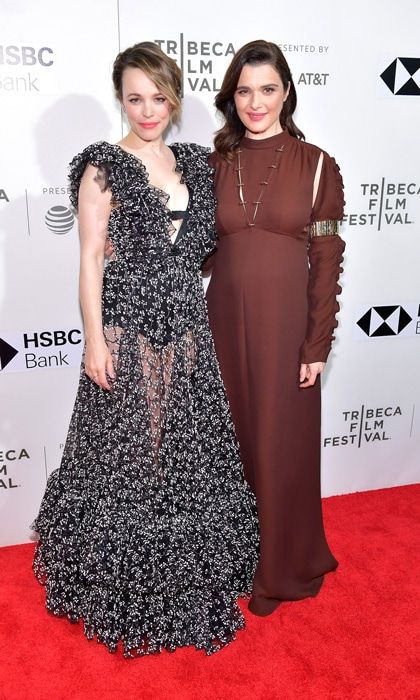 New mom Rachel McAdams cozied up next to Rachel Weisz, who is expecting her first child with husband Daniel Craig, at the Tribeca Film Festival premiere of their film <i>Disobedience</i>.
Photo: Getty Images