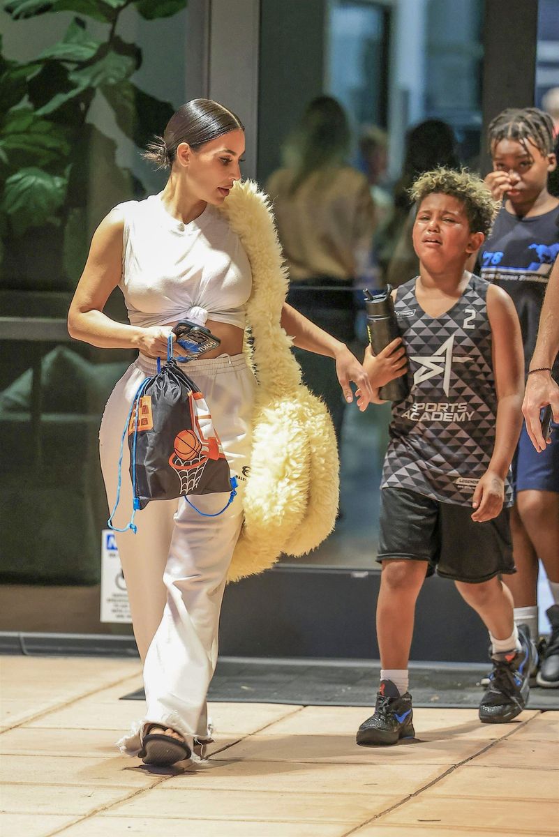 

Kim Kardashian is spotted leaving after attending her son Saintâs basketball game in Thousand Oaks.