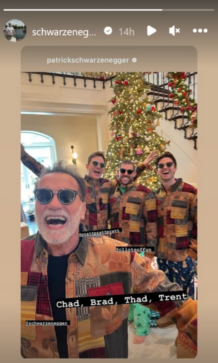 Arnold Schwarzenegger and Chris Pratt on Christmas