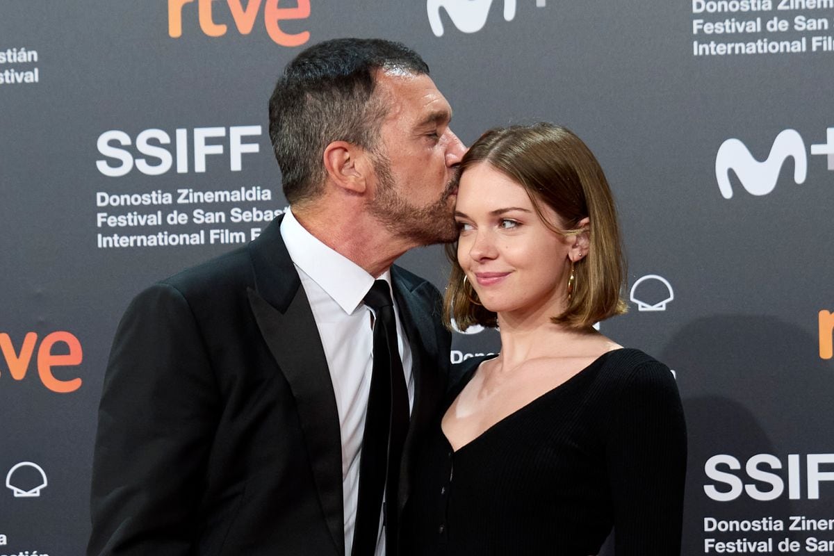 Antonio Banderas and Stella del Carmen Banderas attend the red carpet of the the opening ceremony of 69th San Sebastian International Film Festival at the Kursaal Palace on September 17, 2021.