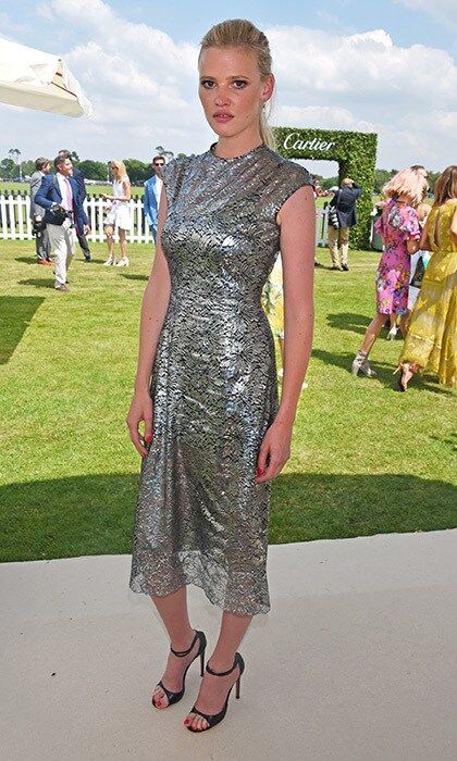 June 18: Lara Stone shimmered in metallic Christopher Kane at the Cartier Queen's Cup Polo Cup in England.
Photo: David M Benett/Dave Benett/Getty Images