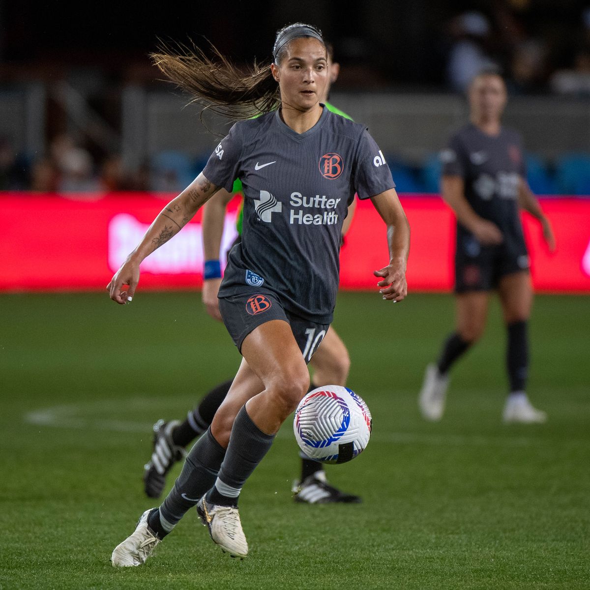 SAN JOSE, CA - MAY 1: Deyna Castellanos #10 of Bay FC controls the ball during a game between Portland Thorns FC and Bay FC at PayPal Park on May 1, 2024 in San Jose, California. (Photo by Lyndsay Radnedge/ISI Photos/Getty Images)