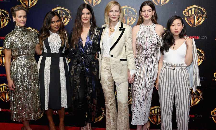 Talk about girl power. <i>Ocean's 8</i> stars Sarah Paulson, Mindy Kaling, Sandra Bullock, Cate Blanchett, Anne Hathaway and Awkwafina came together during the CinemaCon 2018 Warner Bros. Pictures event held at the Colosseum at Caesars Palace in Las Vegas.
Photo: Getty Images